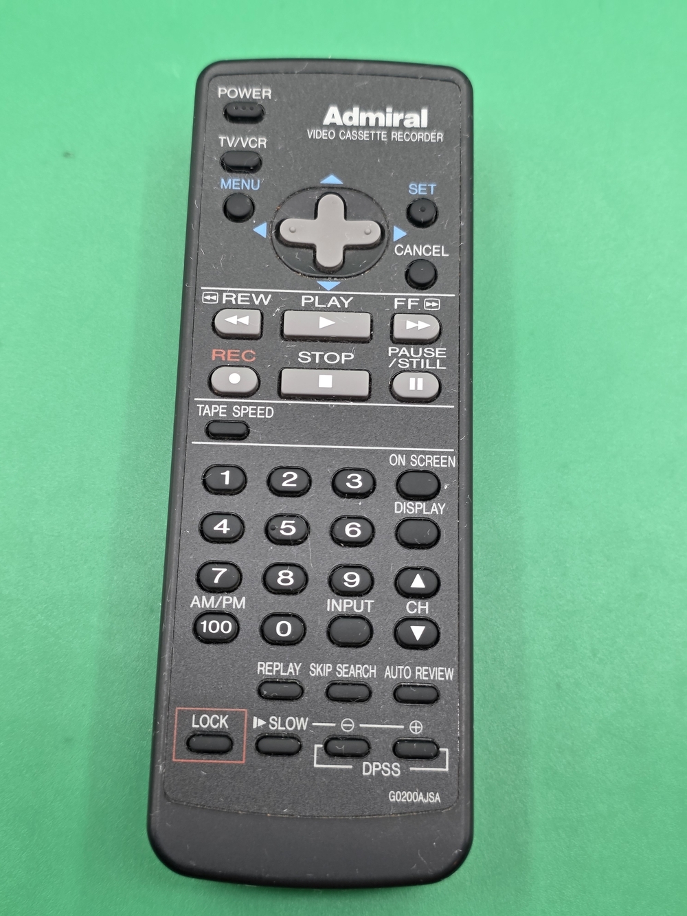 VINTAGE OEM ADMIRAL VCR REMOTE CONTROL - MODEL G0200AJSA